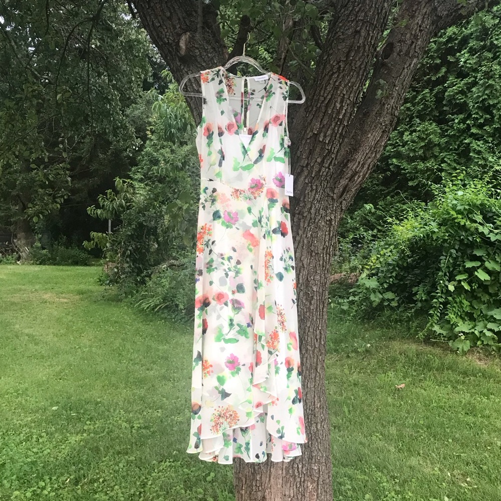 Gorgeous Calvin Klein semi-sheer two-piece floral dress